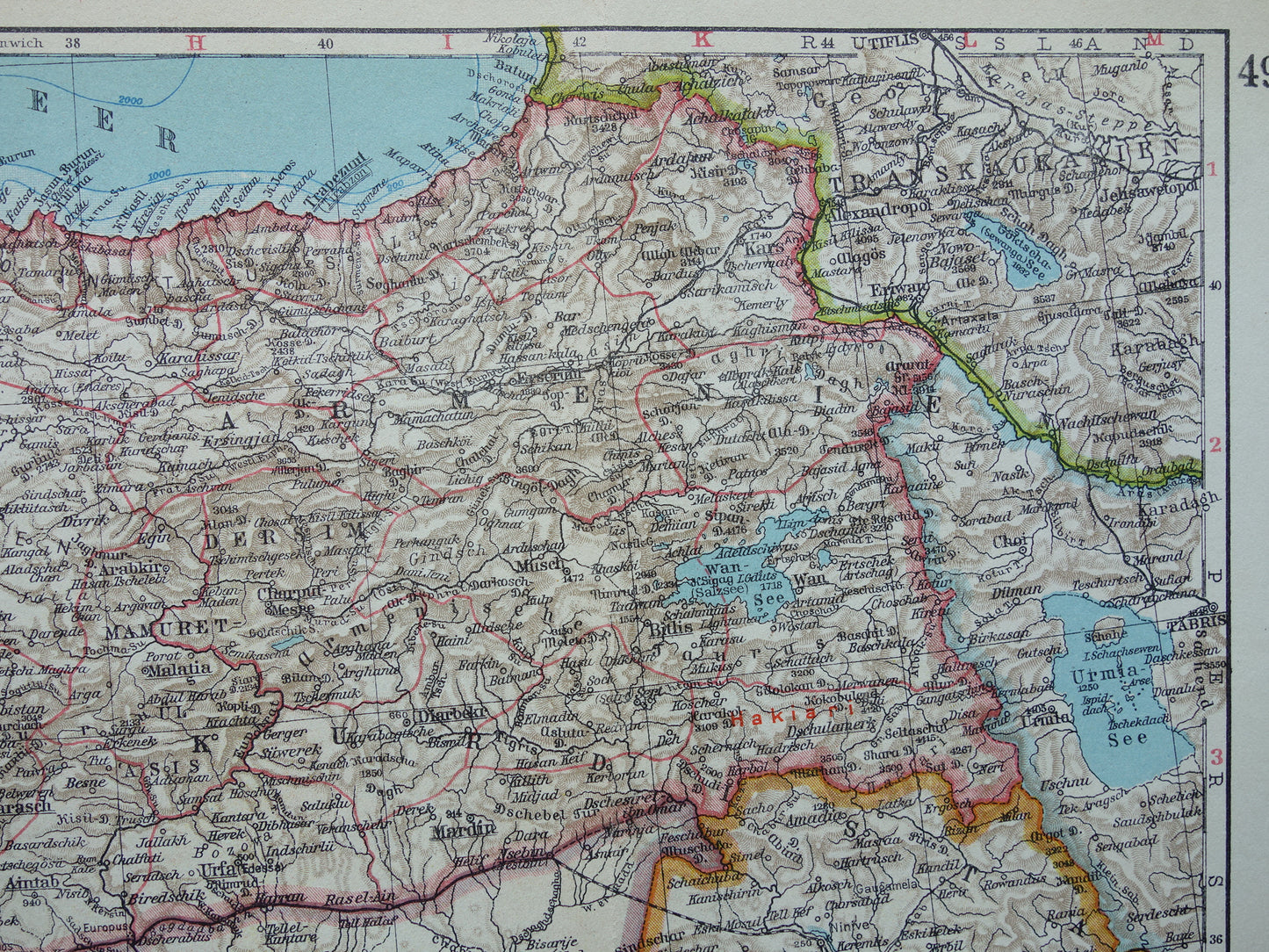 Alte Karte der Türkei aus dem Jahr 1928, originale deutsche Vintage-Karte