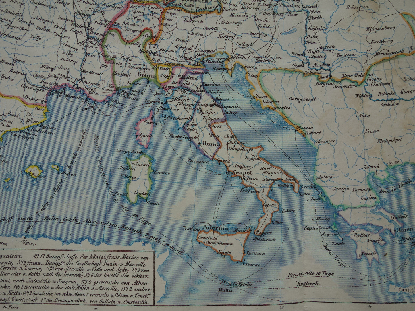 EUROPE large old economic map of Europe from 1840 original antique map European continent economy trade vintage maps