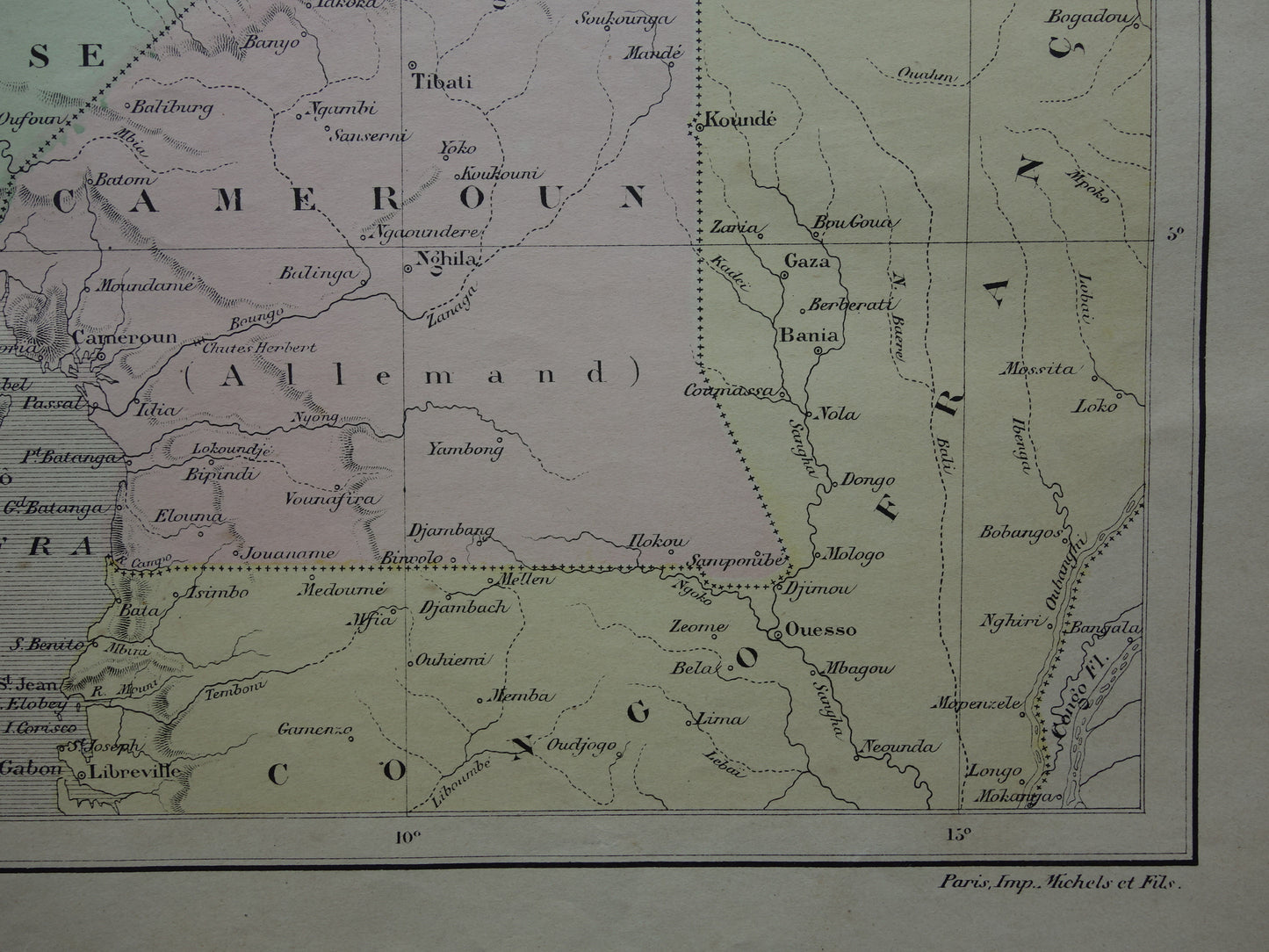 Old map of German Cameroon 1896 original antique map Lake Chad Africa vintage maps Chad Lake Chad
