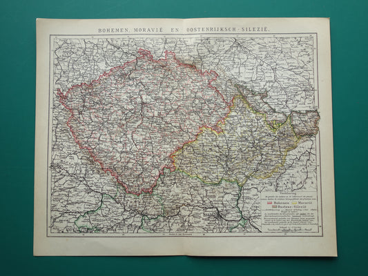 TSJECHIË oude Nederlandse landkaart van Tsjechië originele vintage kaart van Bohemen en Moravië