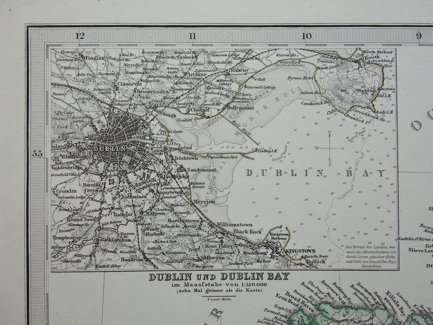 IERLAND antieke kaart van Ierland 1880 originele 145+ jaar oude Duitse landkaart van Ierland met jaartal
