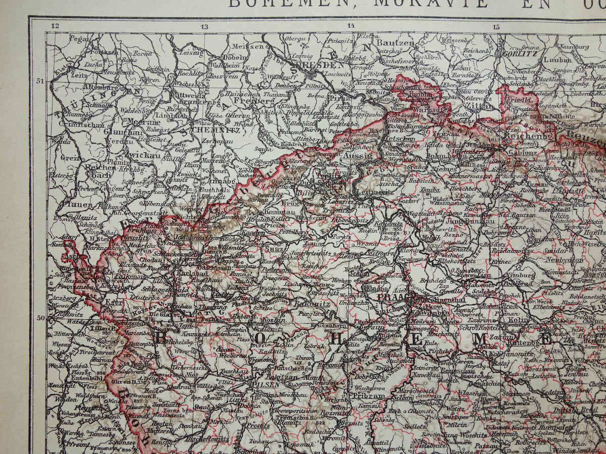 CZECH REPUBLIC old Dutch map of Czechia original vintage map of Bohemia and Moravia