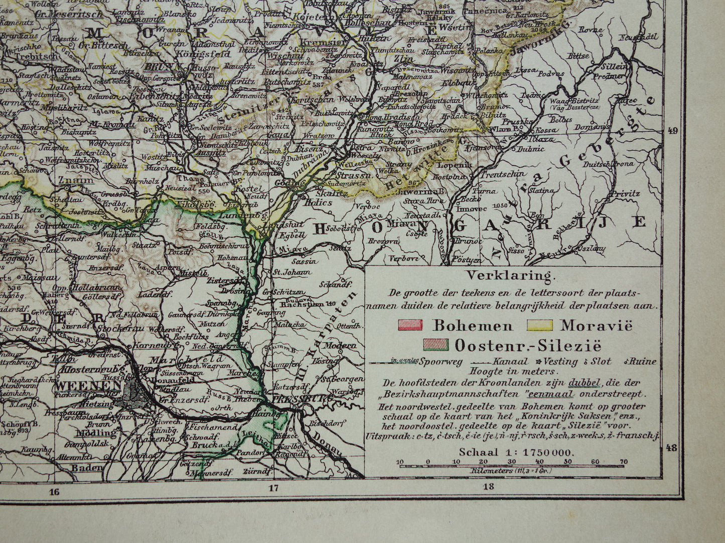 CZECH REPUBLIC old Dutch map of Czechia original vintage map of Bohemia and Moravia