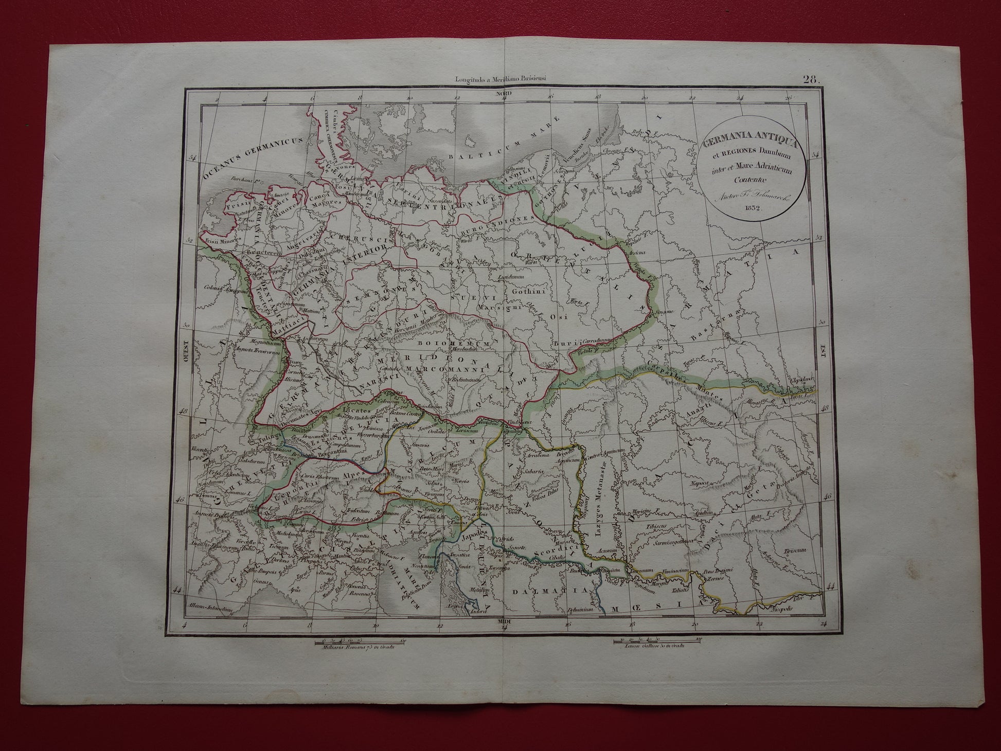 Germania antiqua et regiones danubum inter et mare adriaticum contentoe delamarche 1832