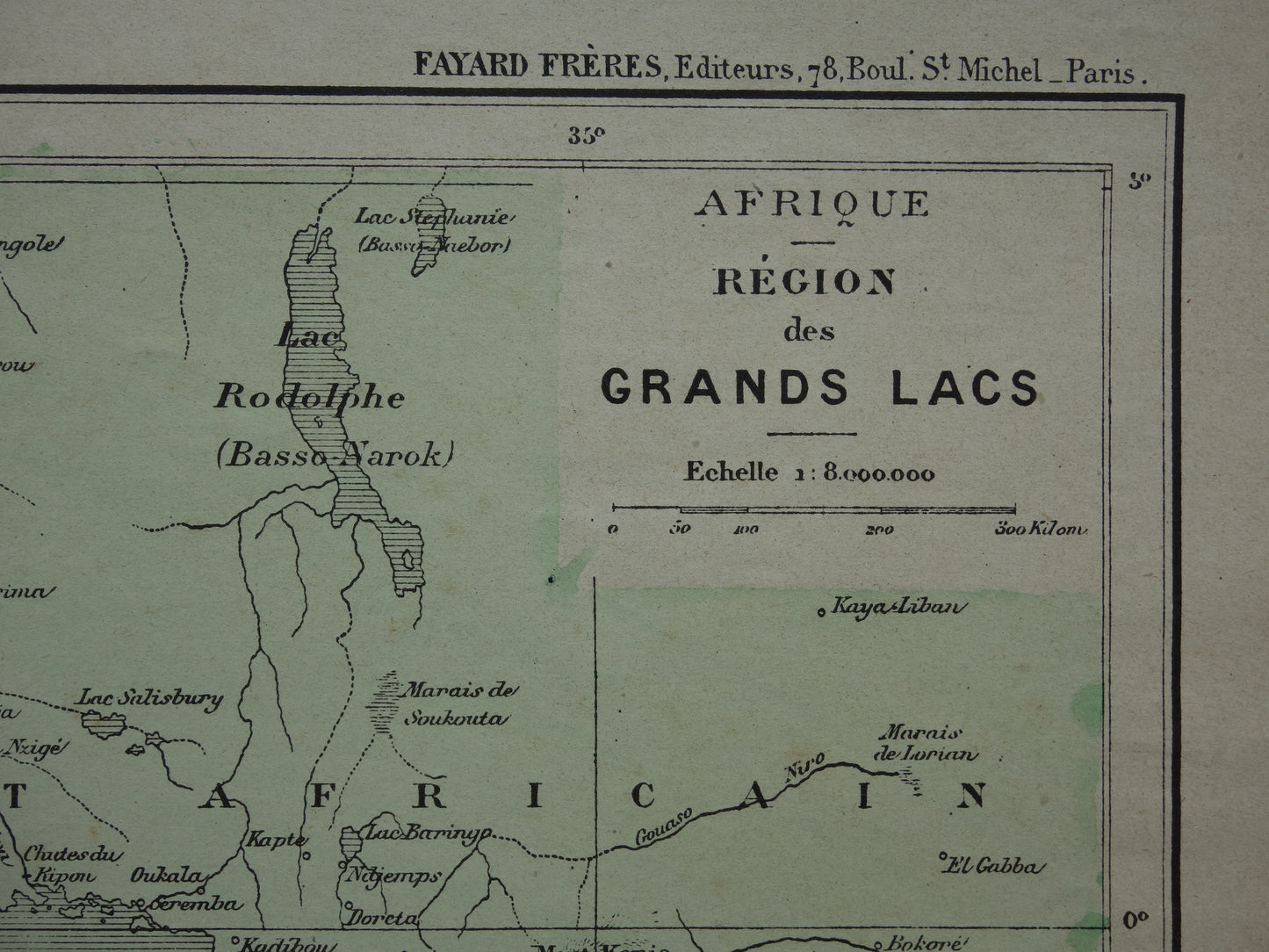 Old map of German East Africa 1896 original antique map Zanzibar Africa great lakes region Victoria lake Nyanza Kilimanjaro vintage maps Tanzania