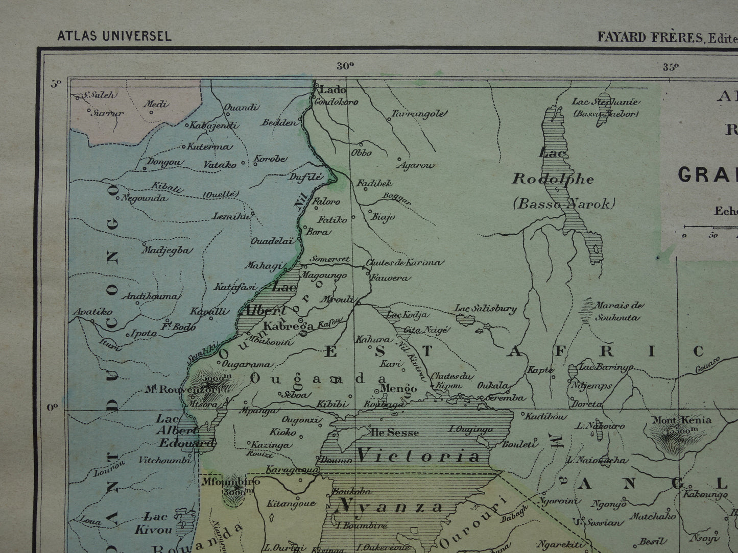 Old map of German East Africa 1896 original antique map Zanzibar Africa great lakes region Victoria lake Nyanza Kilimanjaro vintage maps Tanzania