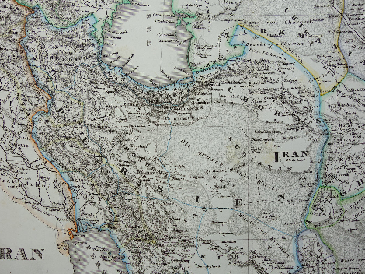 Iran Perzië antieke landkaart uit 1868 originele oude landkaart Turan Hormuz Kaspische Zee