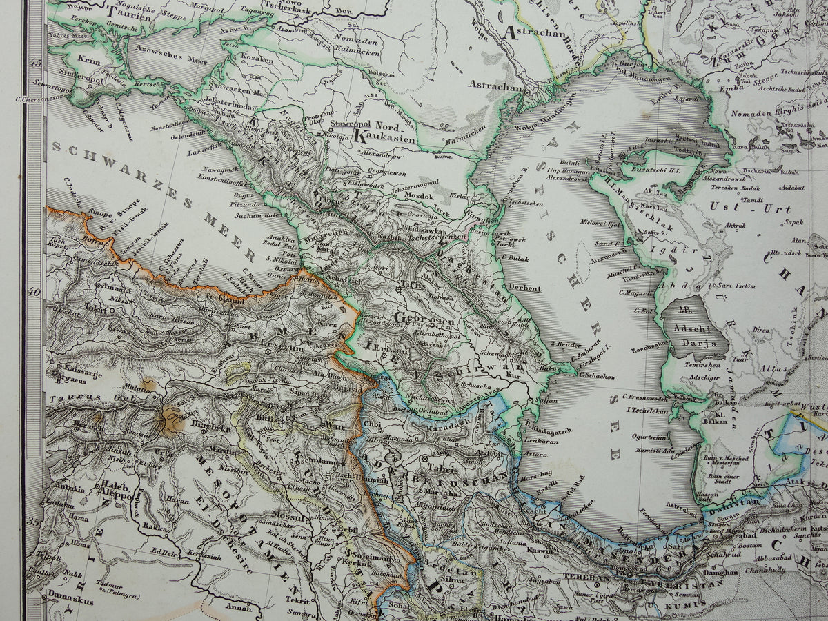 Iran Perzië antieke landkaart uit 1868 originele oude landkaart Turan Hormuz Kaspische Zee