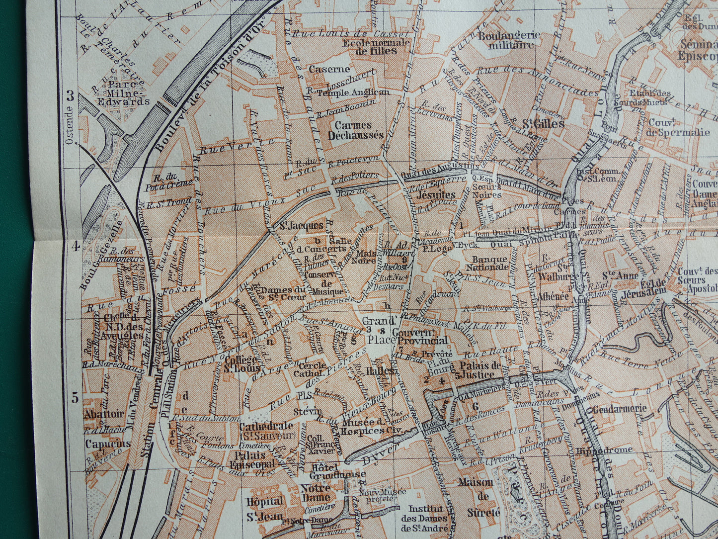 BRÜGGE alte Karte von Brügge, Belgien, aus dem Jahr 1910 kleine originale antike Karte