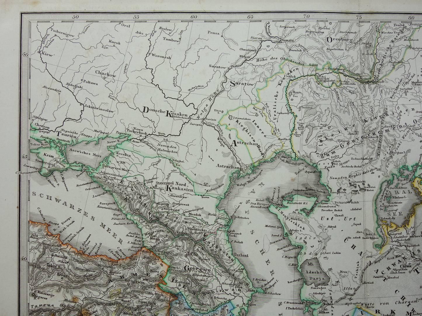 Iran Perzië antieke landkaart uit 1868 originele oude landkaart Turan Hormuz Kaspische Zee