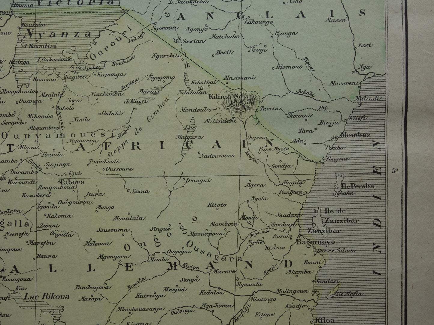 Old map of German East Africa 1896 original antique map Zanzibar Africa great lakes region Victoria lake Nyanza Kilimanjaro vintage maps Tanzania
