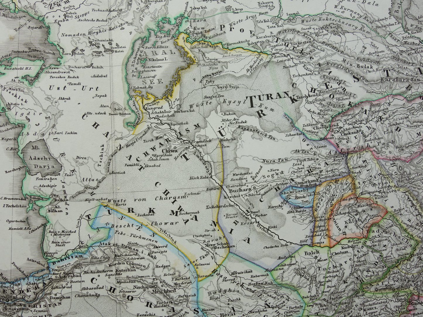 Iran Perzië antieke landkaart uit 1868 originele oude landkaart Turan Hormuz Kaspische Zee