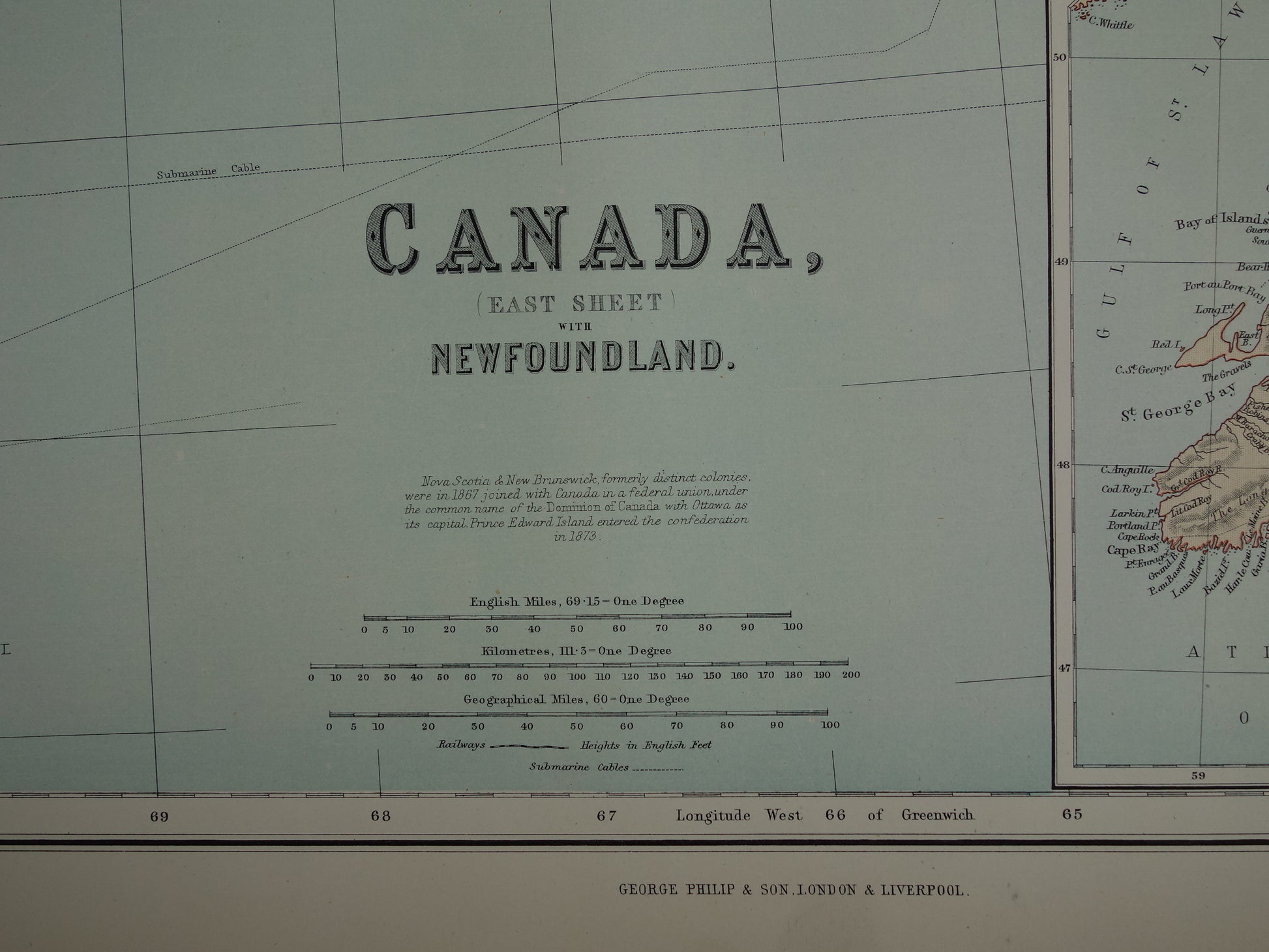 Historische Landkaart Canada Newfoundland