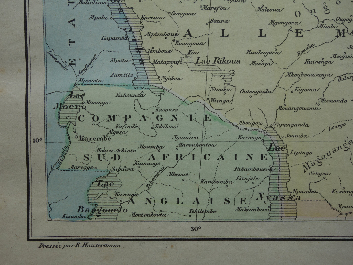 Old map of German East Africa 1896 original antique map Zanzibar Africa great lakes region Victoria lake Nyanza Kilimanjaro vintage maps Tanzania