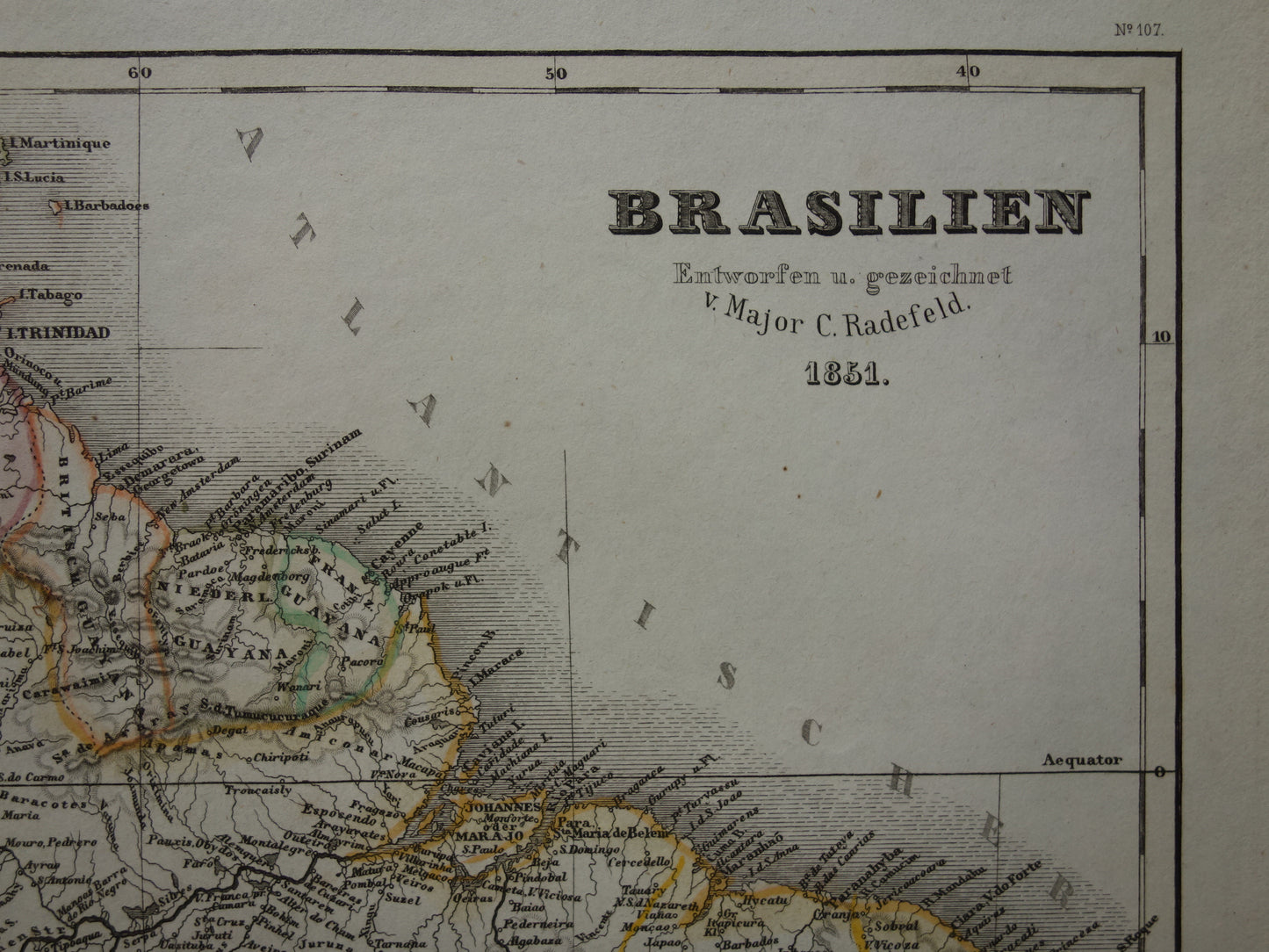Brazil old map of Brazil from 1851 original antique map - vintage maps