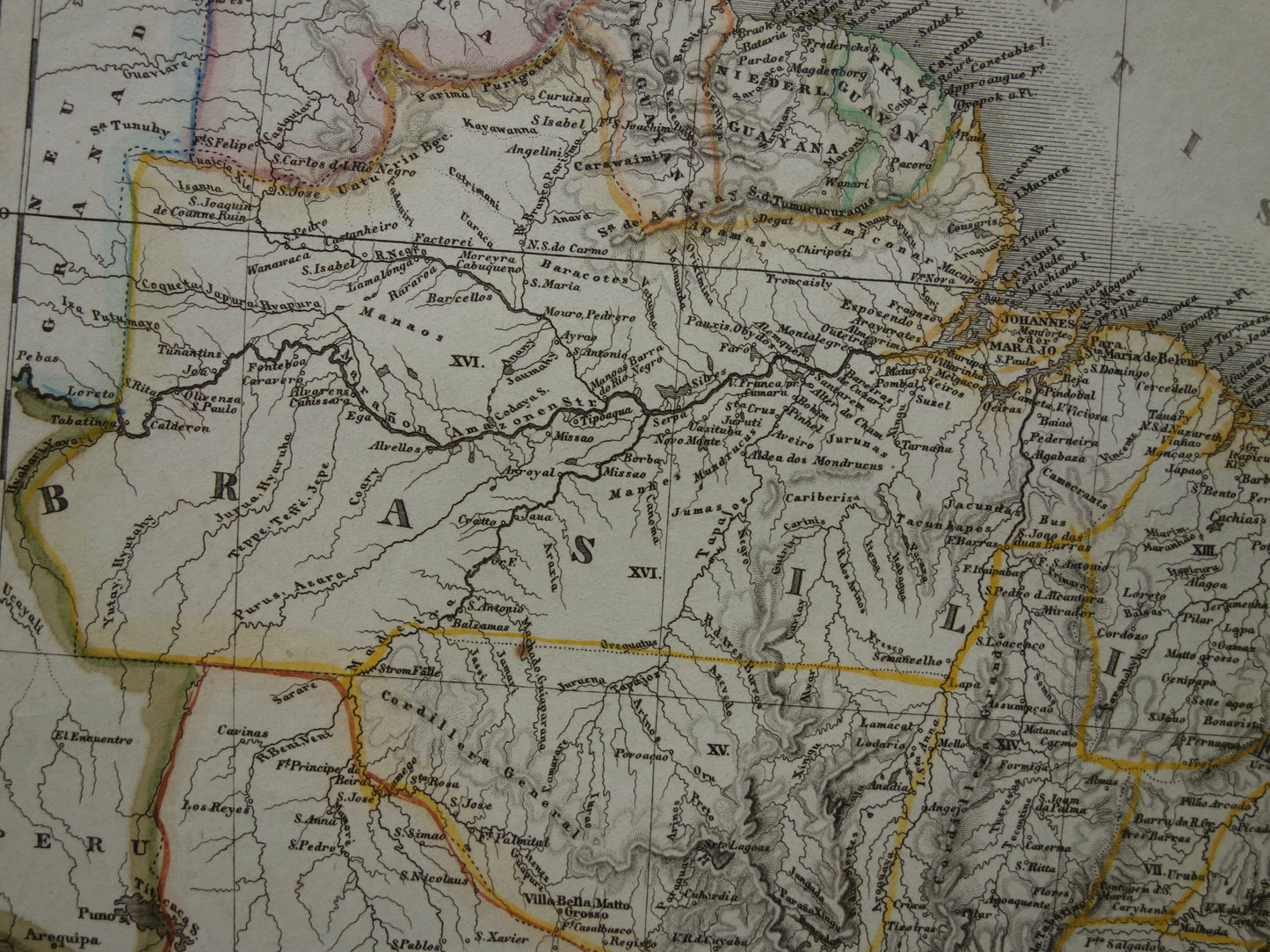 Brazil old map of Brazil from 1851 original antique map - vintage maps