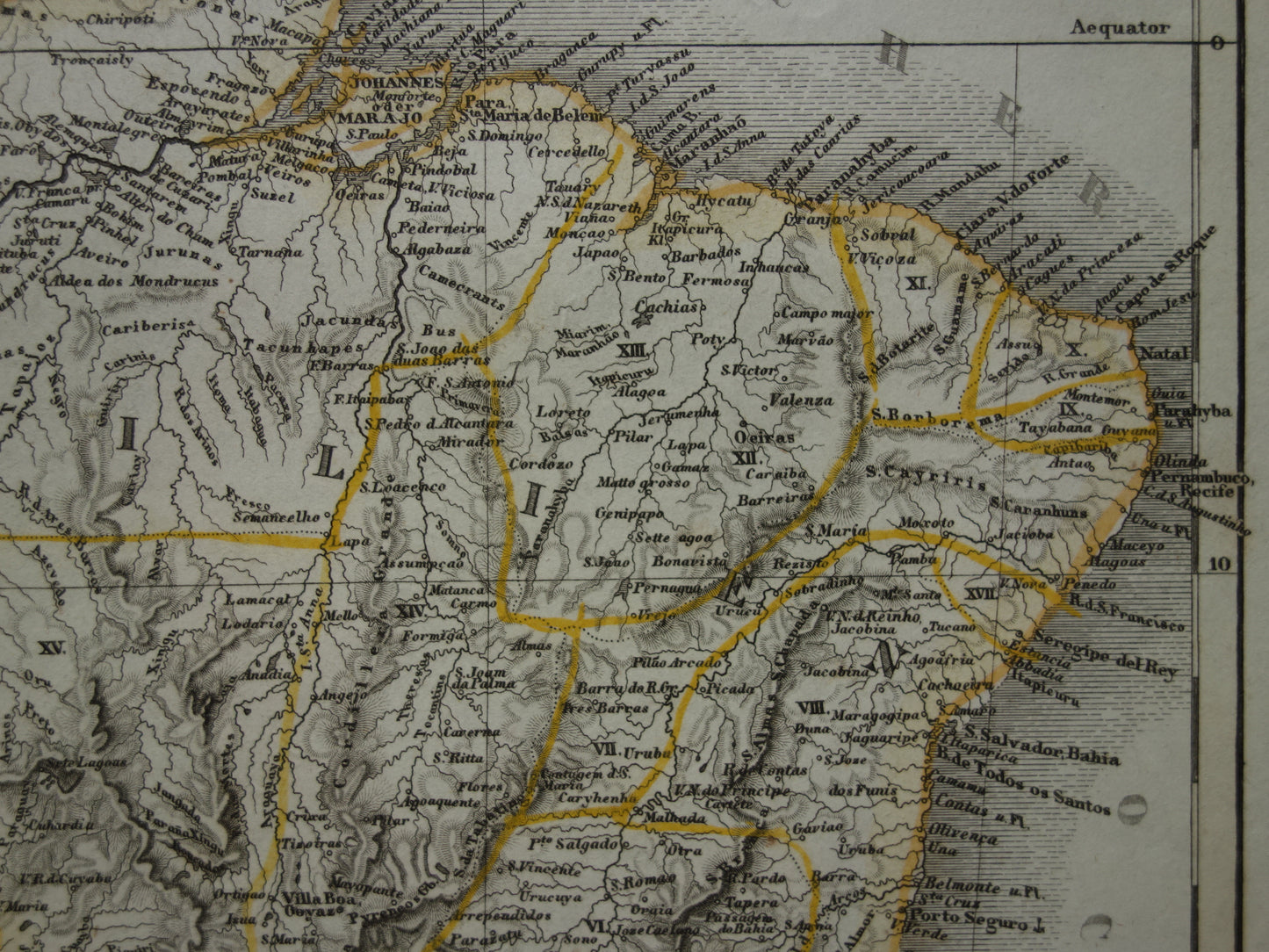 Brazil old map of Brazil from 1851 original antique map - vintage maps