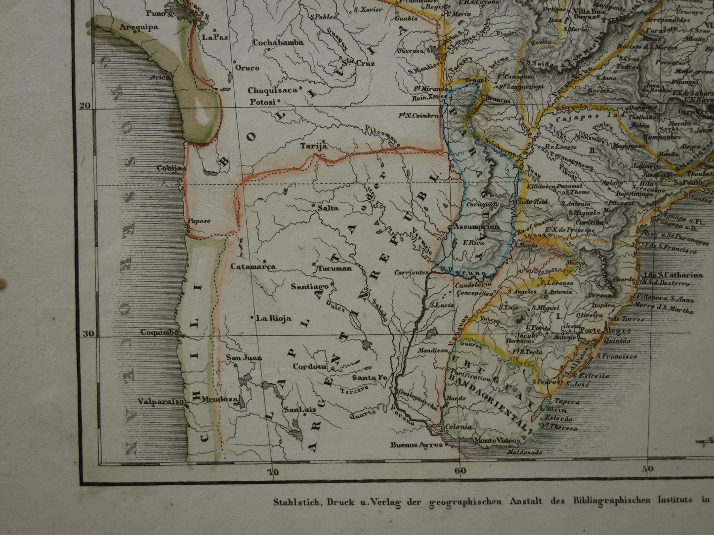 Brazil old map of Brazil from 1851 original antique map - vintage maps