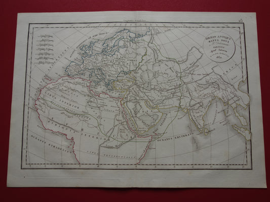 Ptolemaeus oude wereldkaart uit 1832 kaart van de klassieke wereld originele antieke handgekleurde landkaart met jaartal geschiedeniskaart