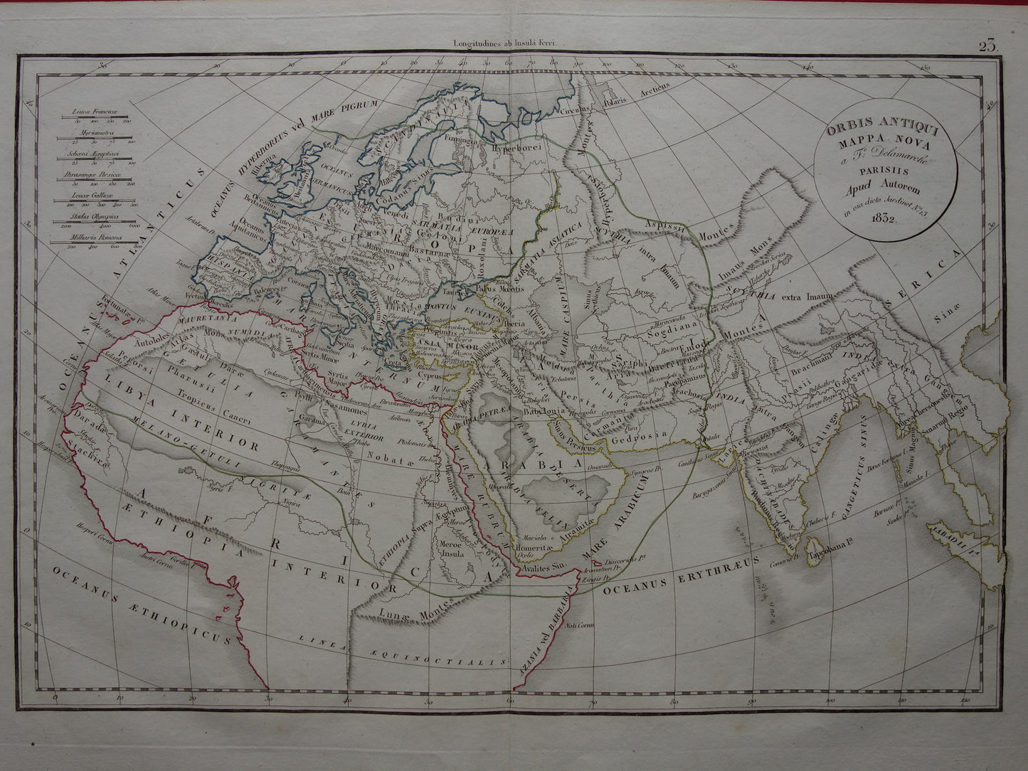 Ptolemy old world map from 1832 map of the classical world original antique hand-colored map with date history map