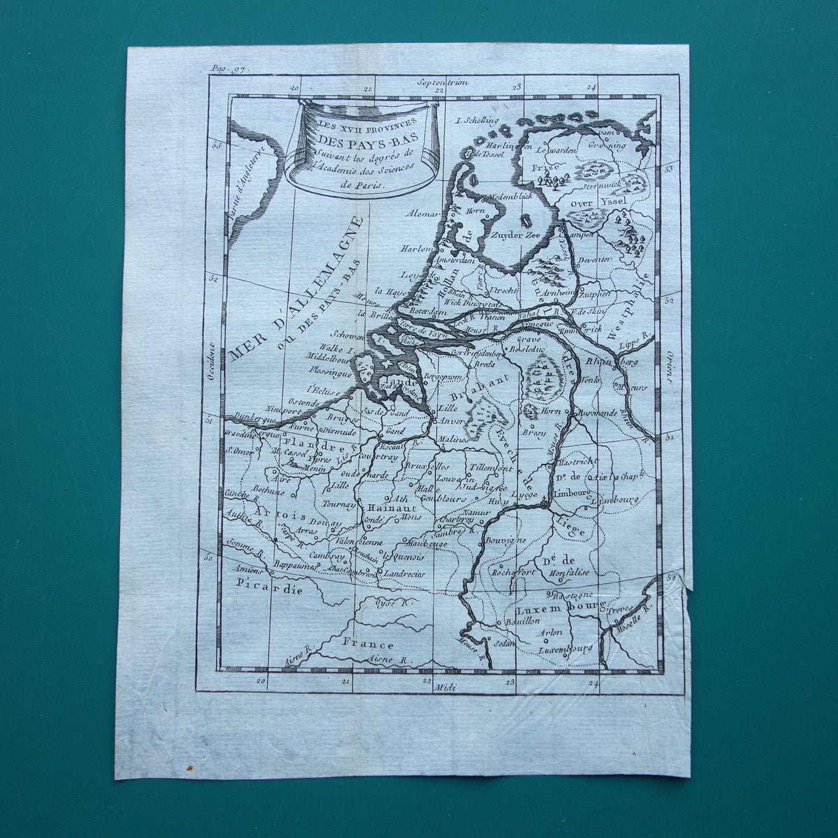 260+ jaar oude landkaart van Nederland 1759 originele antieke kaart Holland klein formaat