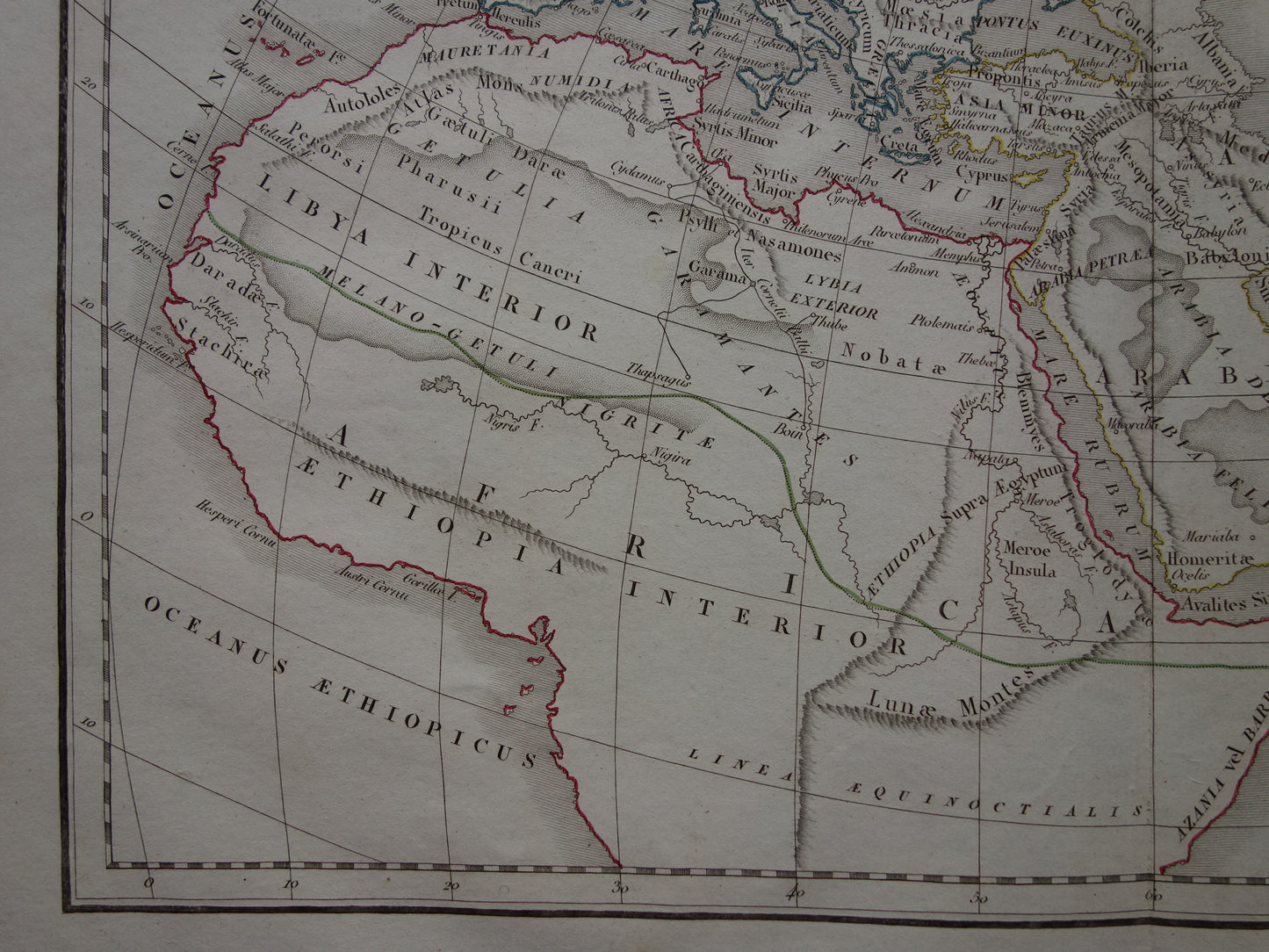 Ptolemy old world map from 1832 map of the classical world original antique hand-colored map with date history map