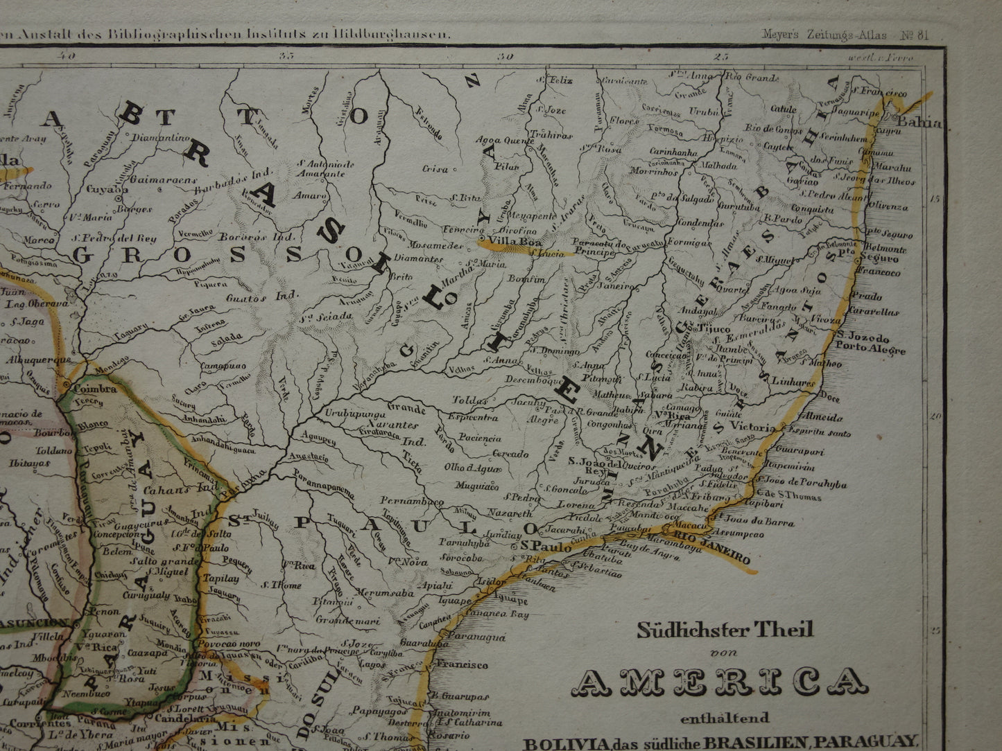 Alte Karte von Südamerika mit Patagonien aus dem Jahr 1850, originale antike Karte von Argentinien, Chile, Uruguay und Paraguay mit Datumsangabe.