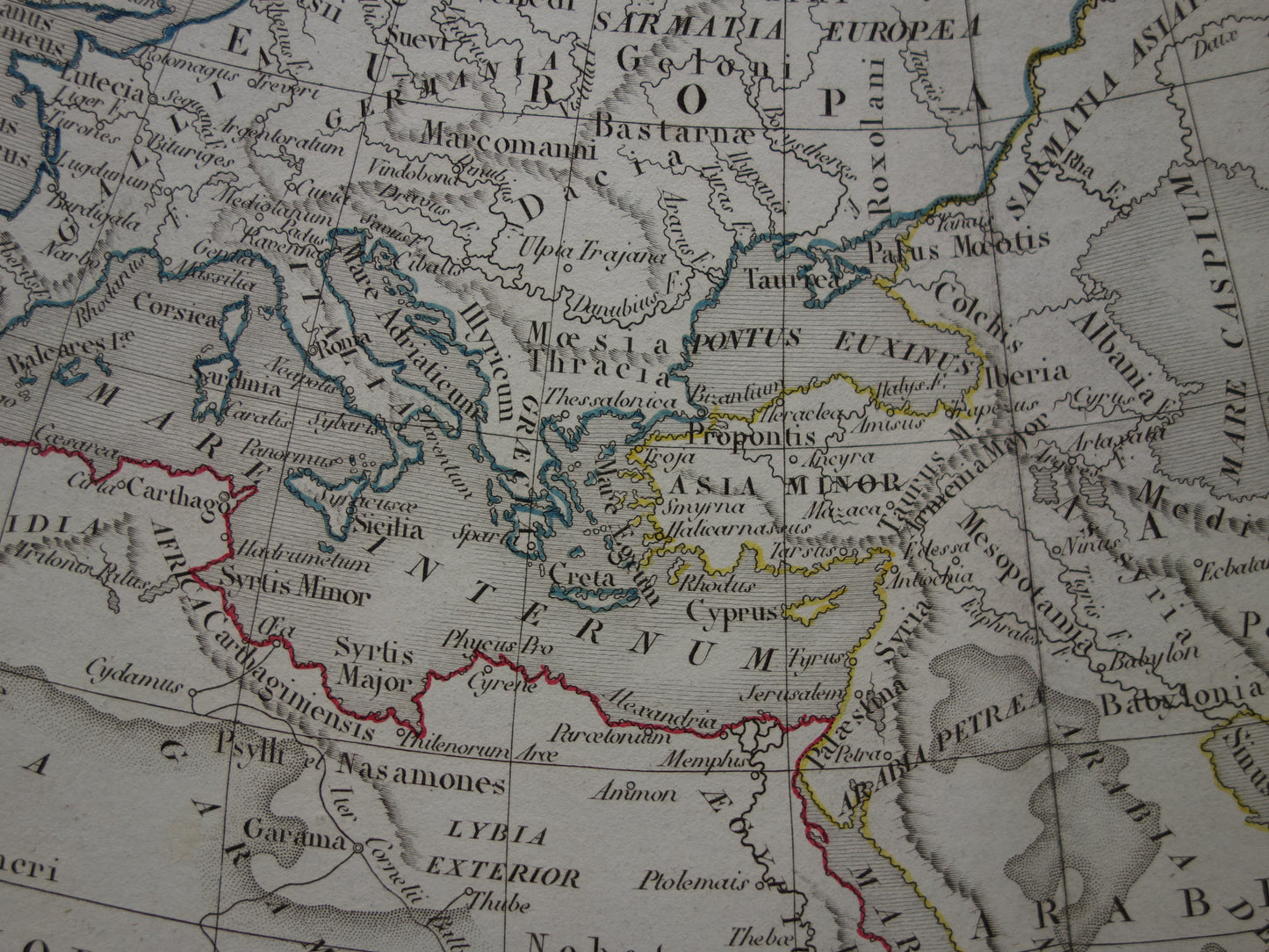 Ptolemy old world map from 1832 map of the classical world original antique hand-colored map with date history map