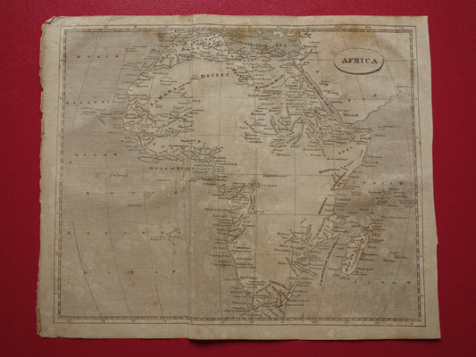 DAMAGED Asia and Africa set of 2 antique maps from 1812 Old maps of continent Africa and Asia