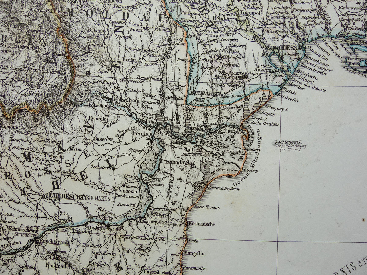 BALKAN oude kaart uit 1868 originele antiekelandkaart Bosnië Servië Roemenië Bulgarije Hongarije Turkije