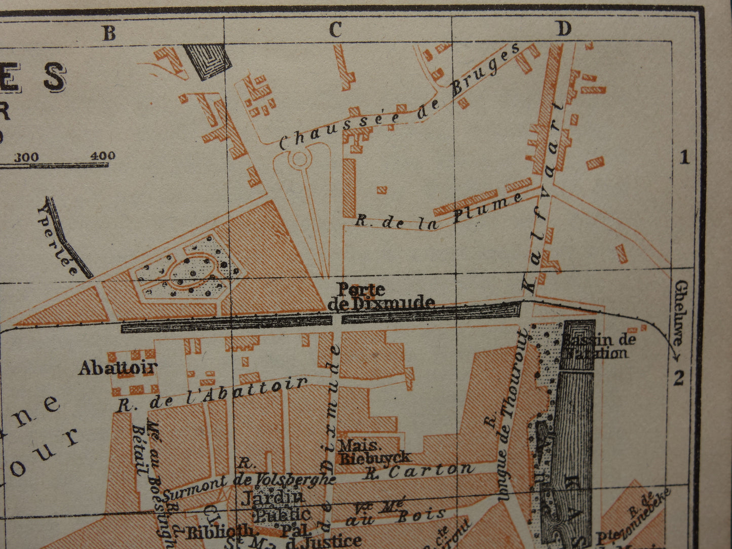 IEPER oude kaart van Yperen België uit 1914 kleine originele antieke plattegrond landkaart Ypres