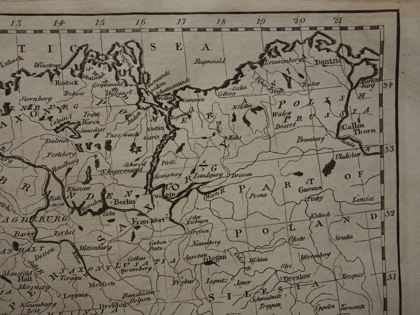 GERMANY map 200+ year old map of Germany / Prussia / Poland / Czech Republic original antique b/w engraving Germany