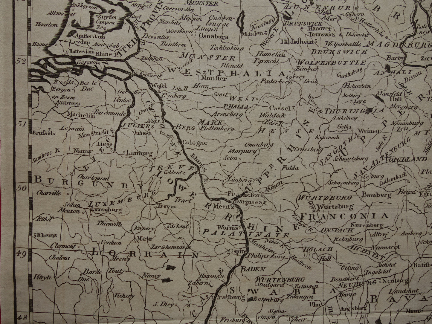 GERMANY map 200+ year old map of Germany / Prussia / Poland / Czech Republic original antique b/w engraving Germany
