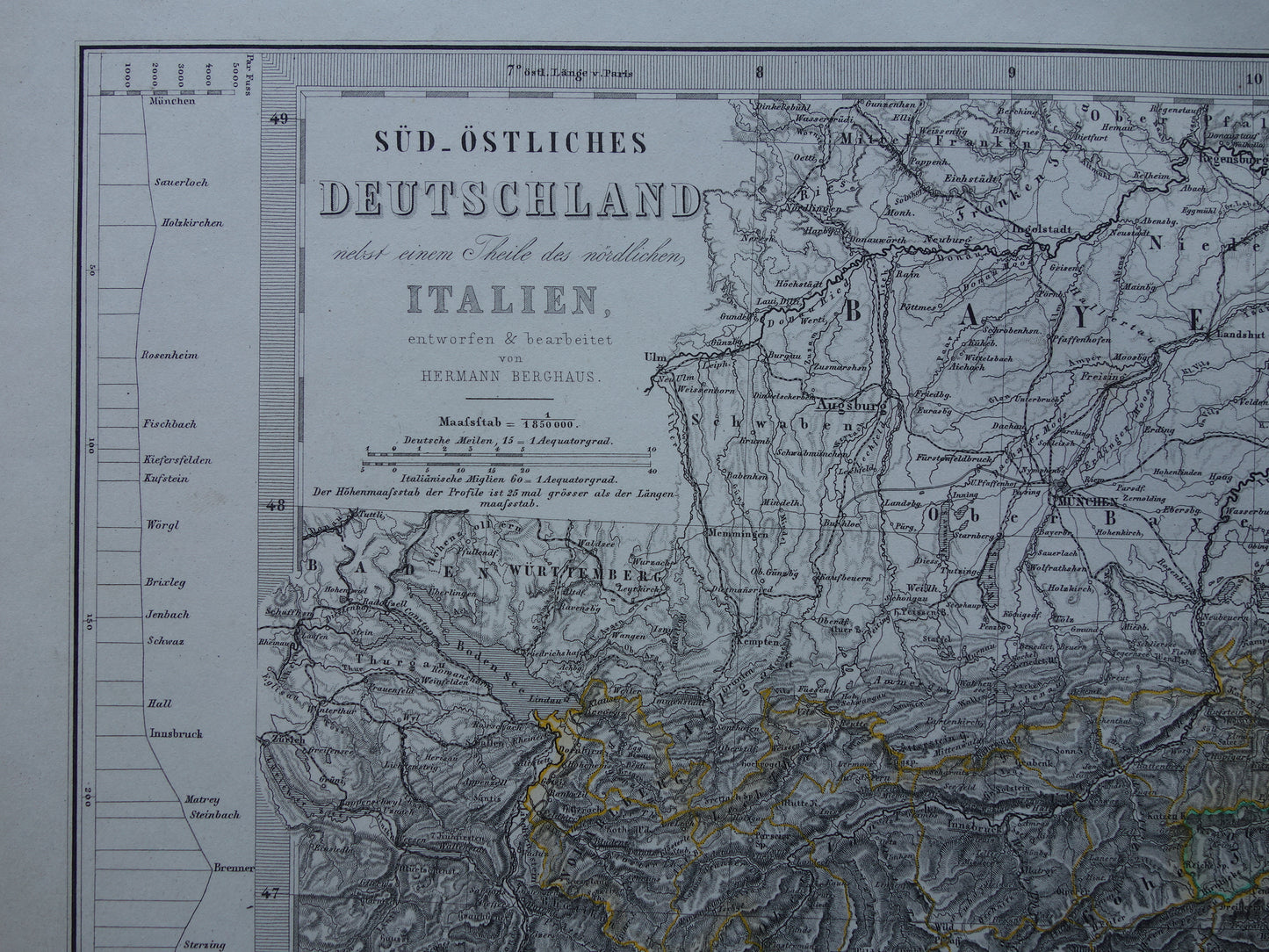 AUSTRIA old map of Austria with Slovenia and Venice in 1872 Antique large hand-colored map Vienna Graz Tyrol