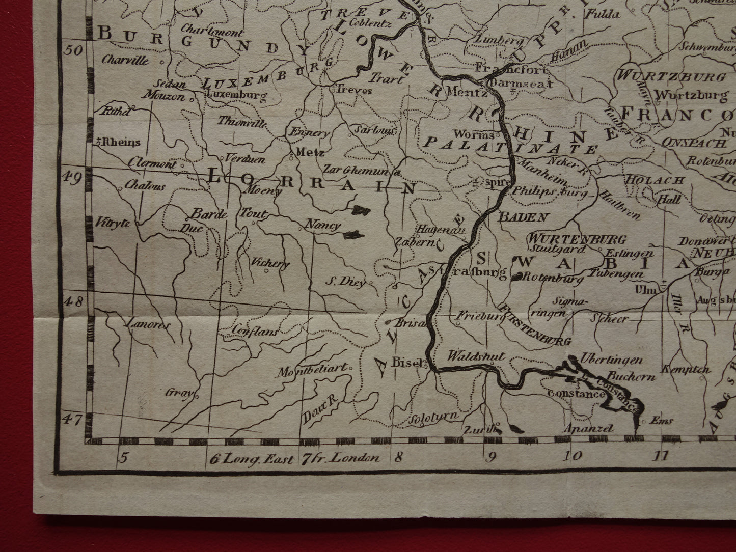 GERMANY map 200+ year old map of Germany / Prussia / Poland / Czech Republic original antique b/w engraving Germany
