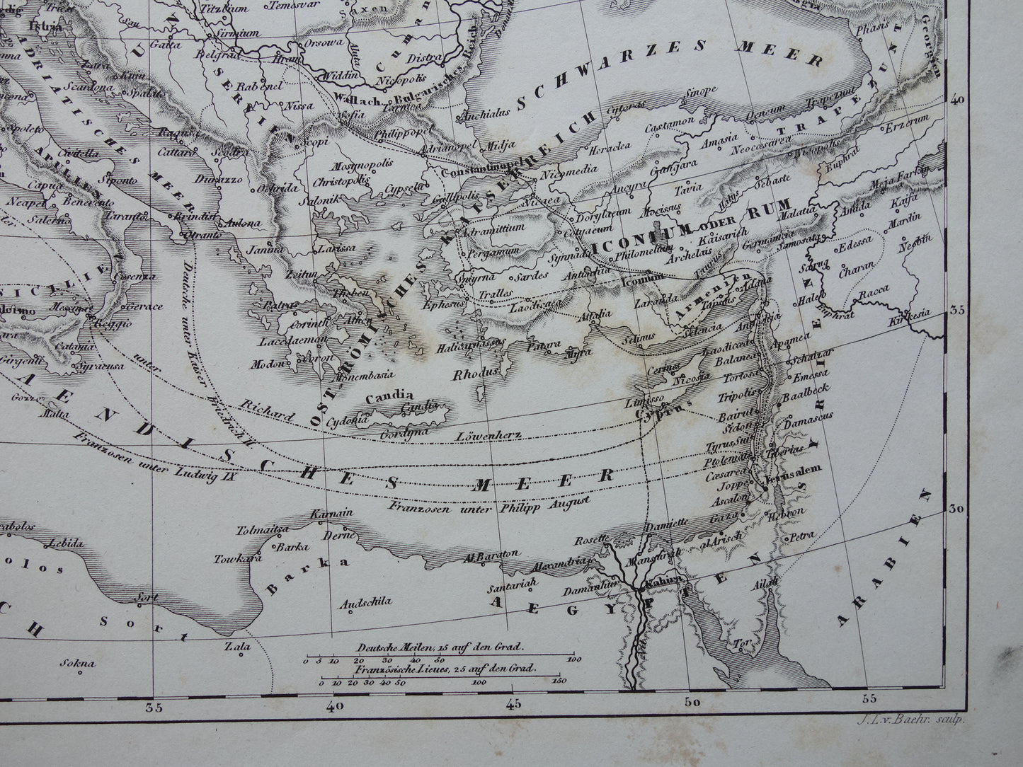Antique Map of EUROPE During Crusades 175+ Year Old Map of Continent from 1849 - Original Vintage Historical Maps