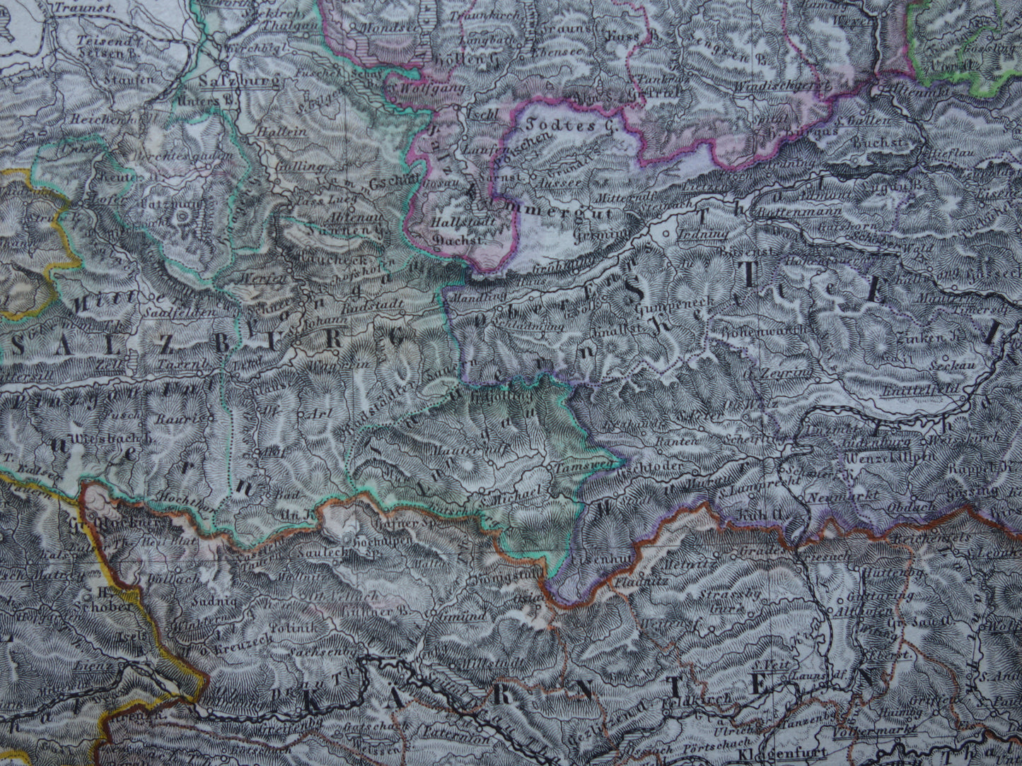 AUSTRIA old map of Austria with Slovenia and Venice in 1872 Antique large hand-colored map Vienna Graz Tyrol