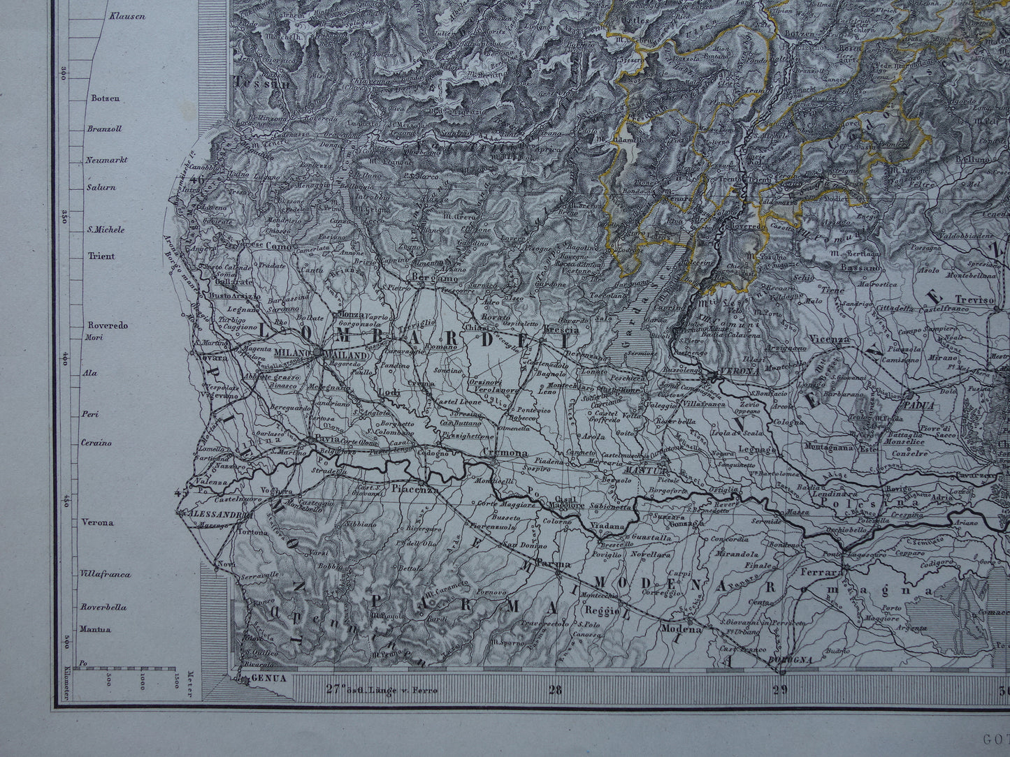 AUSTRIA old map of Austria with Slovenia and Venice in 1872 Antique large hand-colored map Vienna Graz Tyrol