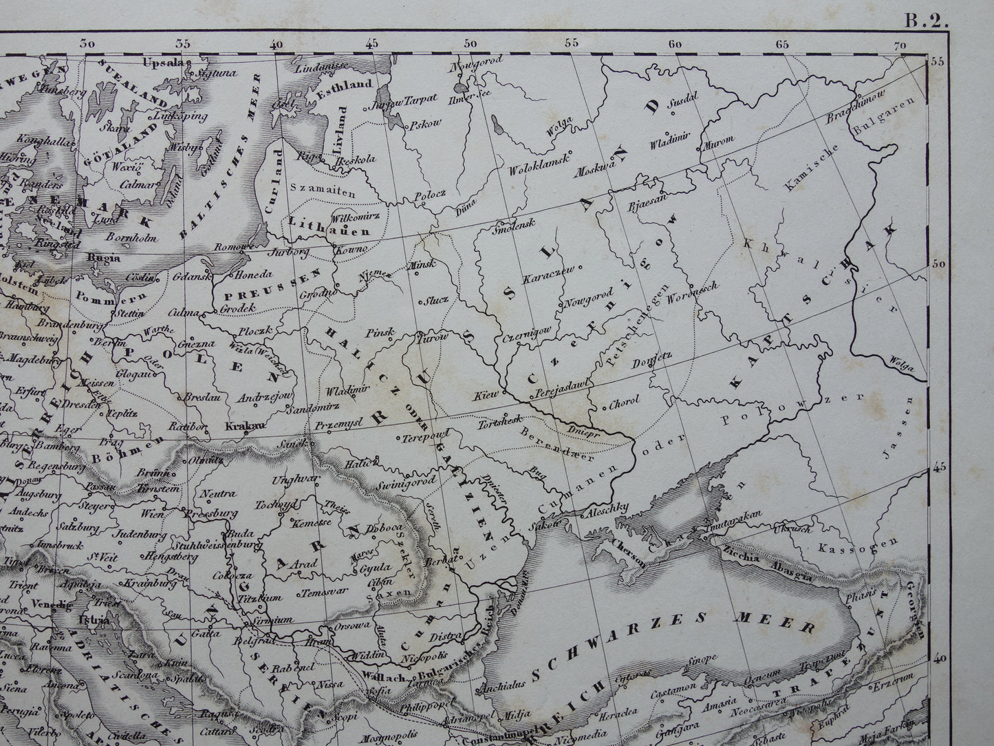 Antique Map of EUROPE During Crusades 175+ Year Old Map of Continent from 1849 - Original Vintage Historical Maps