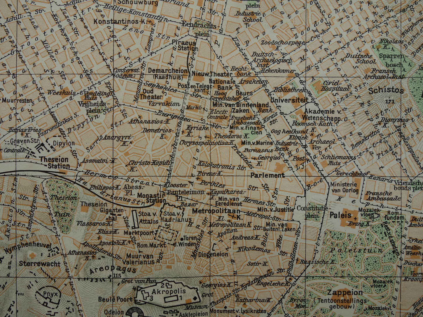 Old map of Athens from 1936 original vintage map of Athens Greece - Dutch maps