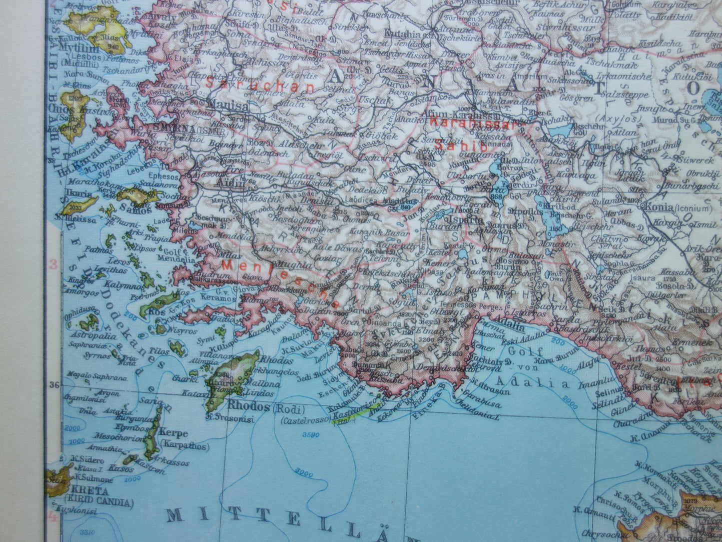 Turkije oude kaart van Turkije uit 1931 originele Duitse vintage landkaart