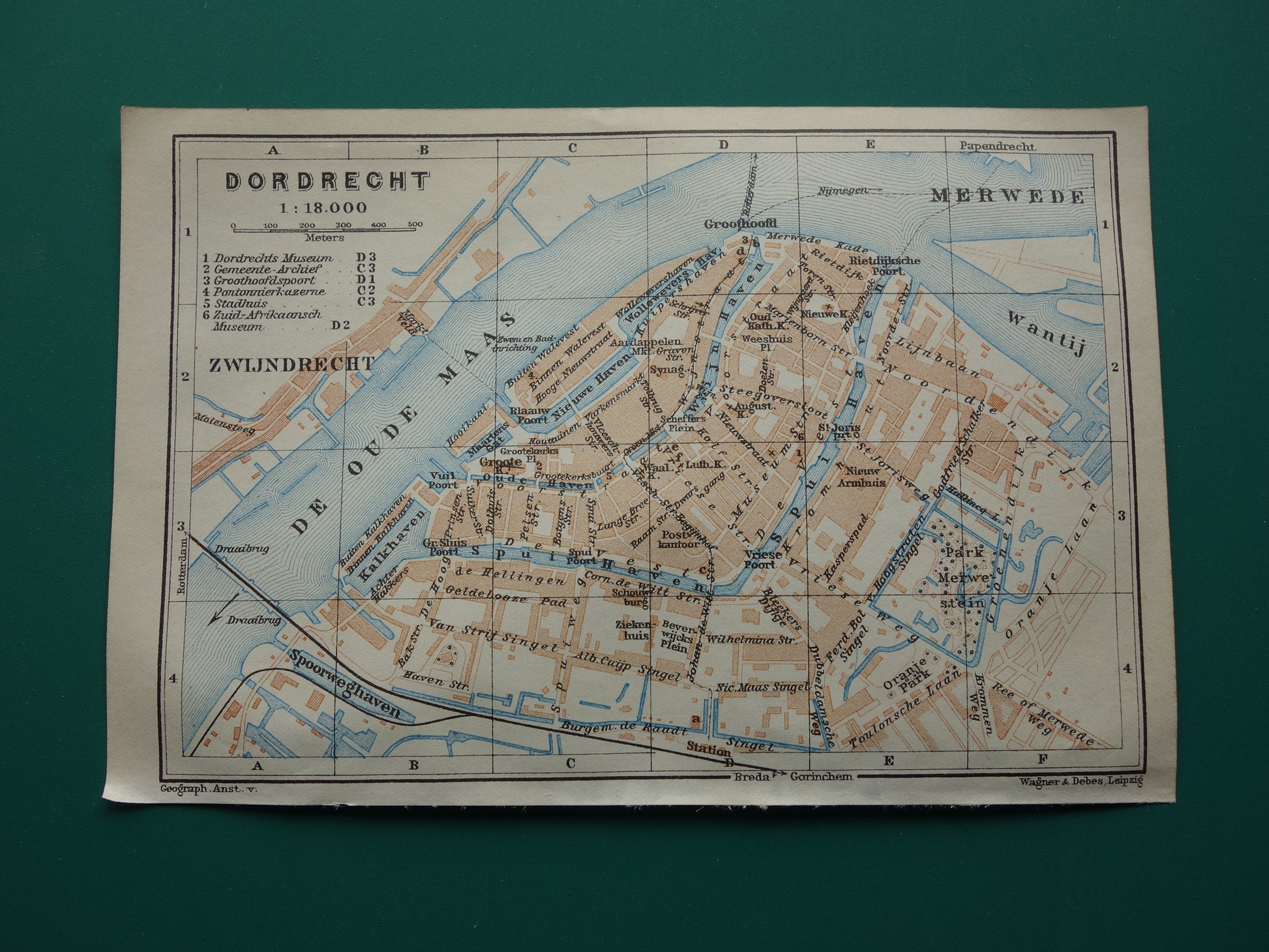 DORDRECHT oude kaart van Dordrecht uit 1914 kleine originele antieke plattegrond Nederland