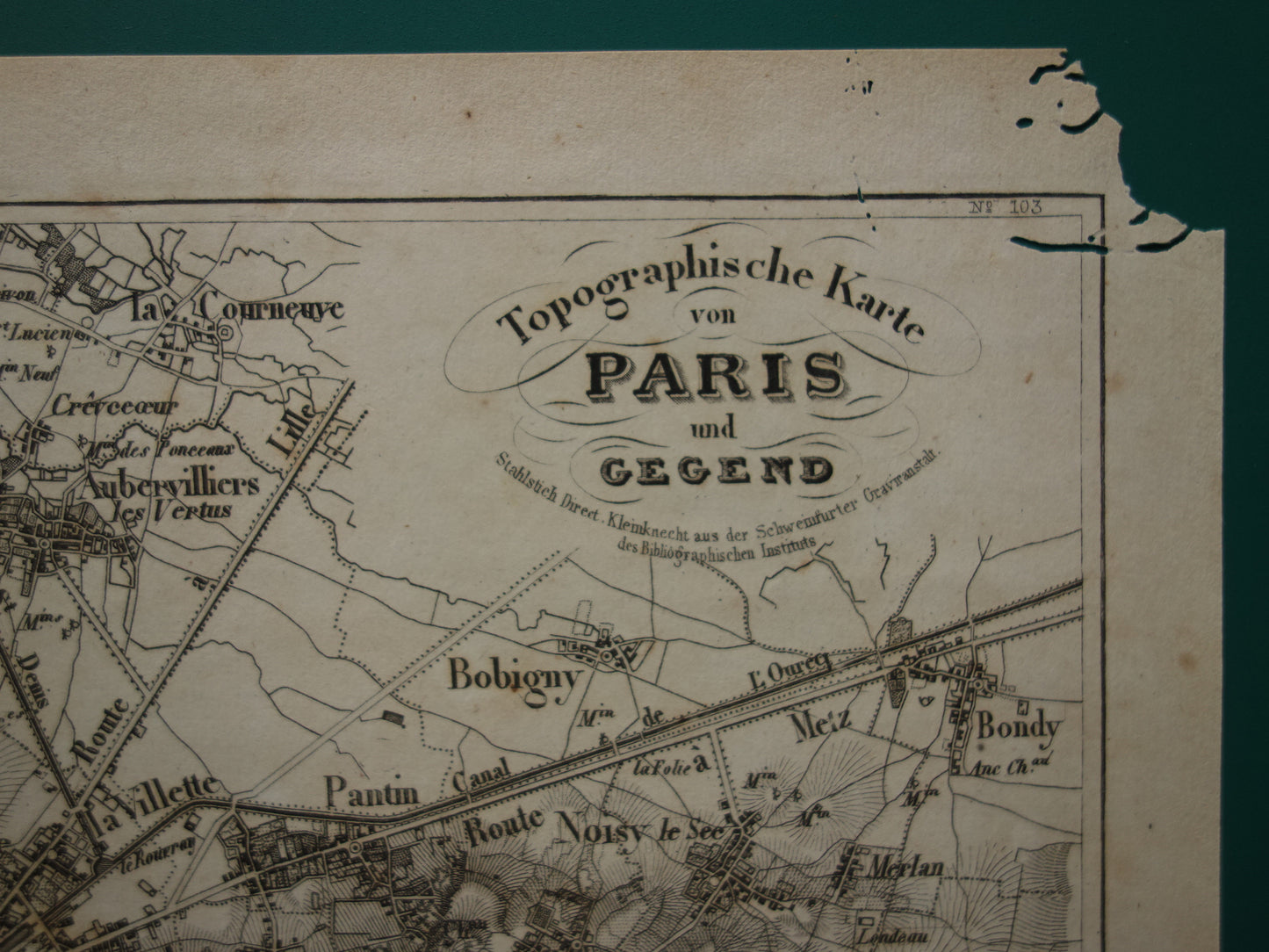 PARIS Old Map of Paris France - Original 170+ year old map