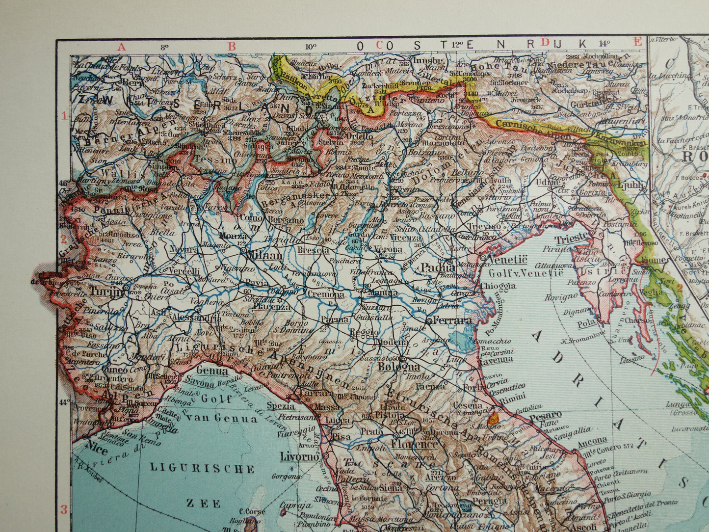 Alte Karte von Italien aus dem Jahr 1935 Originale Vintage-Landkarte von Italien (Niederländisch)