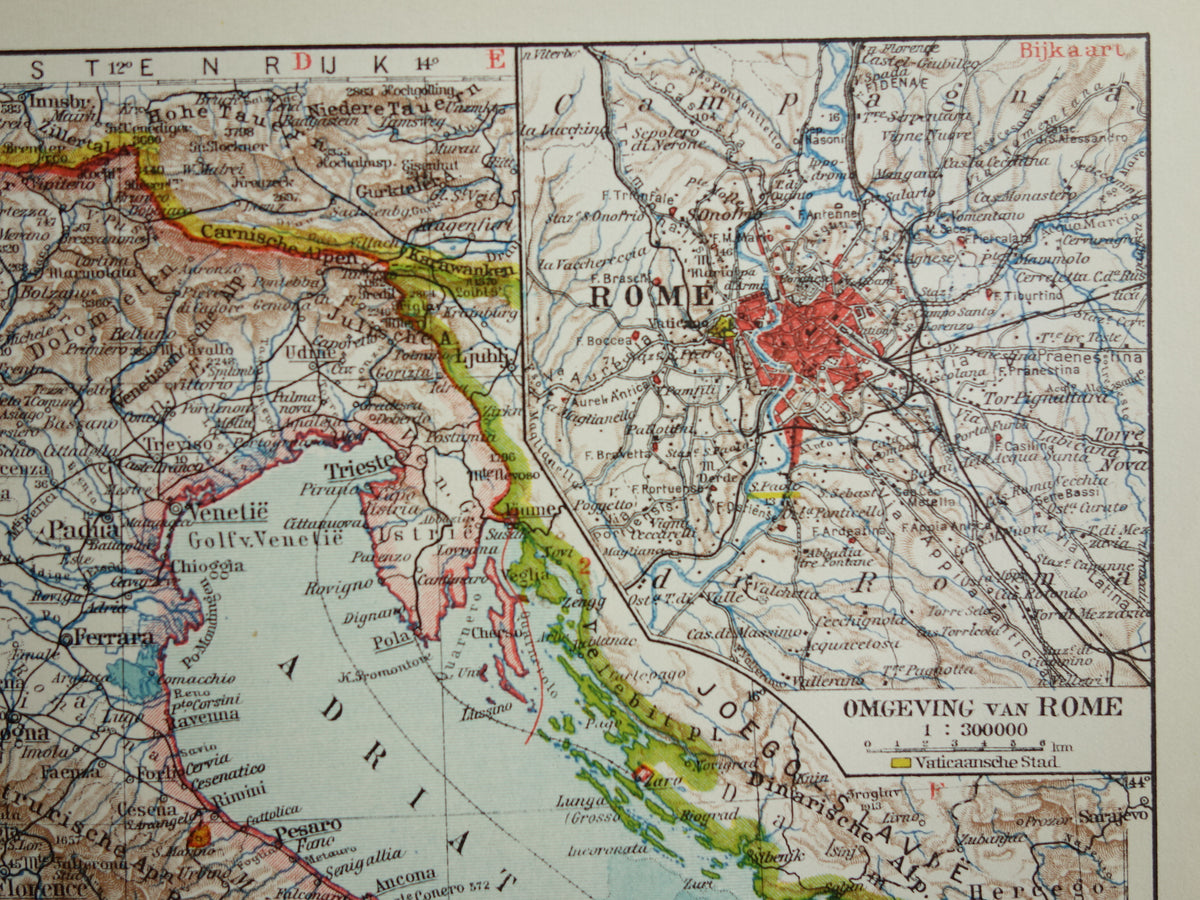 Alte Karte von Italien aus dem Jahr 1935 Originale Vintage-Landkarte von Italien (Niederländisch)