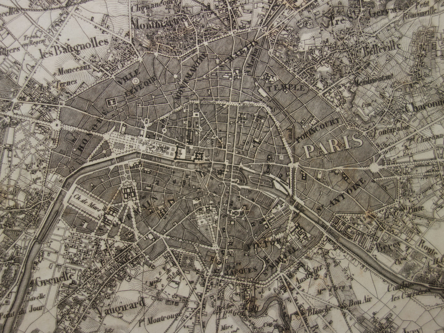 PARIS Old Map of Paris France - Original 170+ year old map