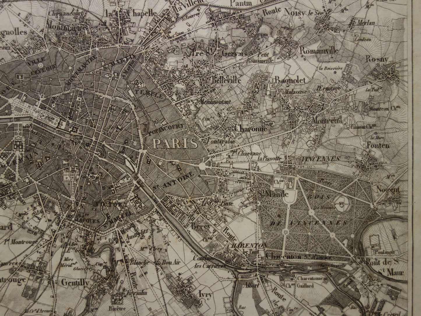 PARIS Old Map of Paris France - Original 170+ year old map
