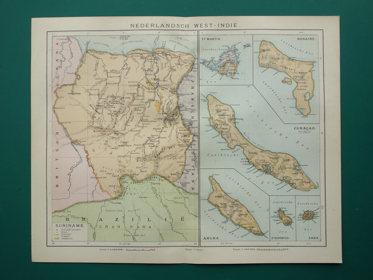 oude landkaart van Suriname te koop
