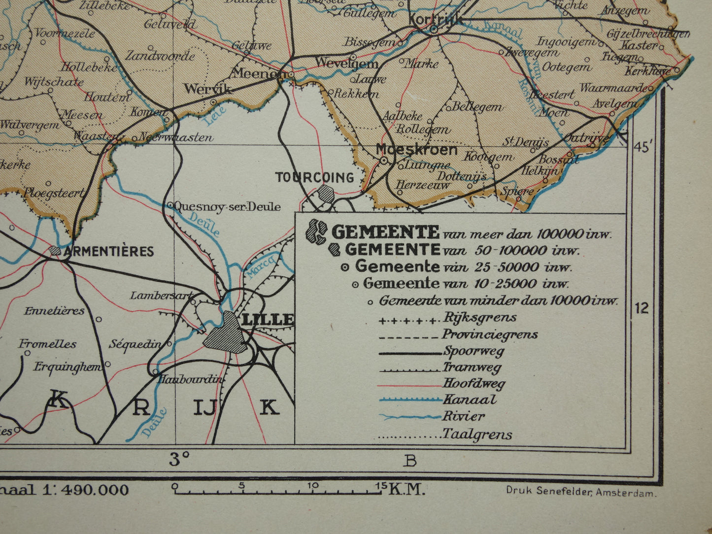WESTVLAANDEREN Oude kaart van provincie Westvlaanderen België uit 1938 Originele vintage Nederlandse landkaart