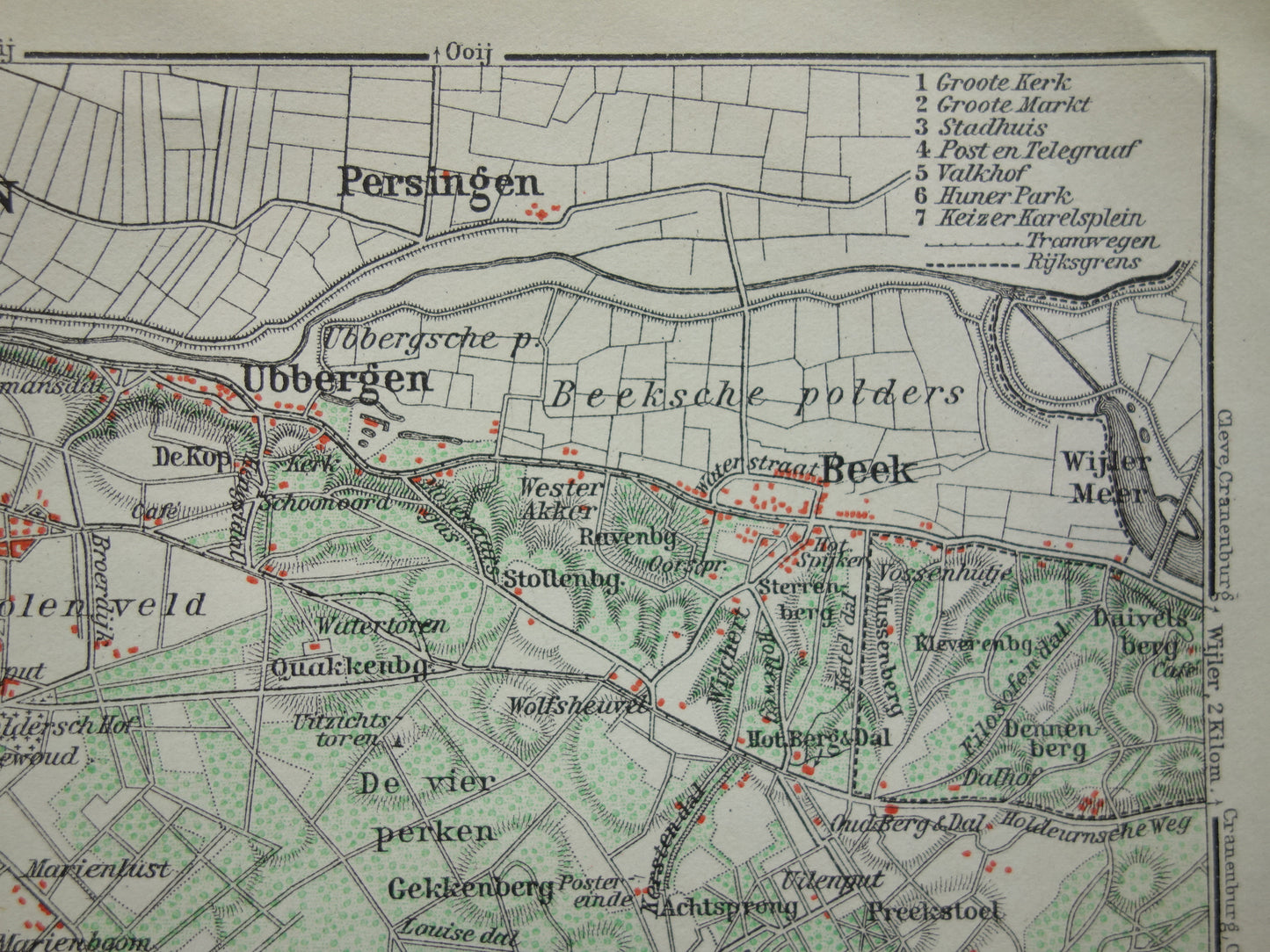 NIJMEGEN old map of Nijmegen Beek Ubbergen from 1910 small original antique map